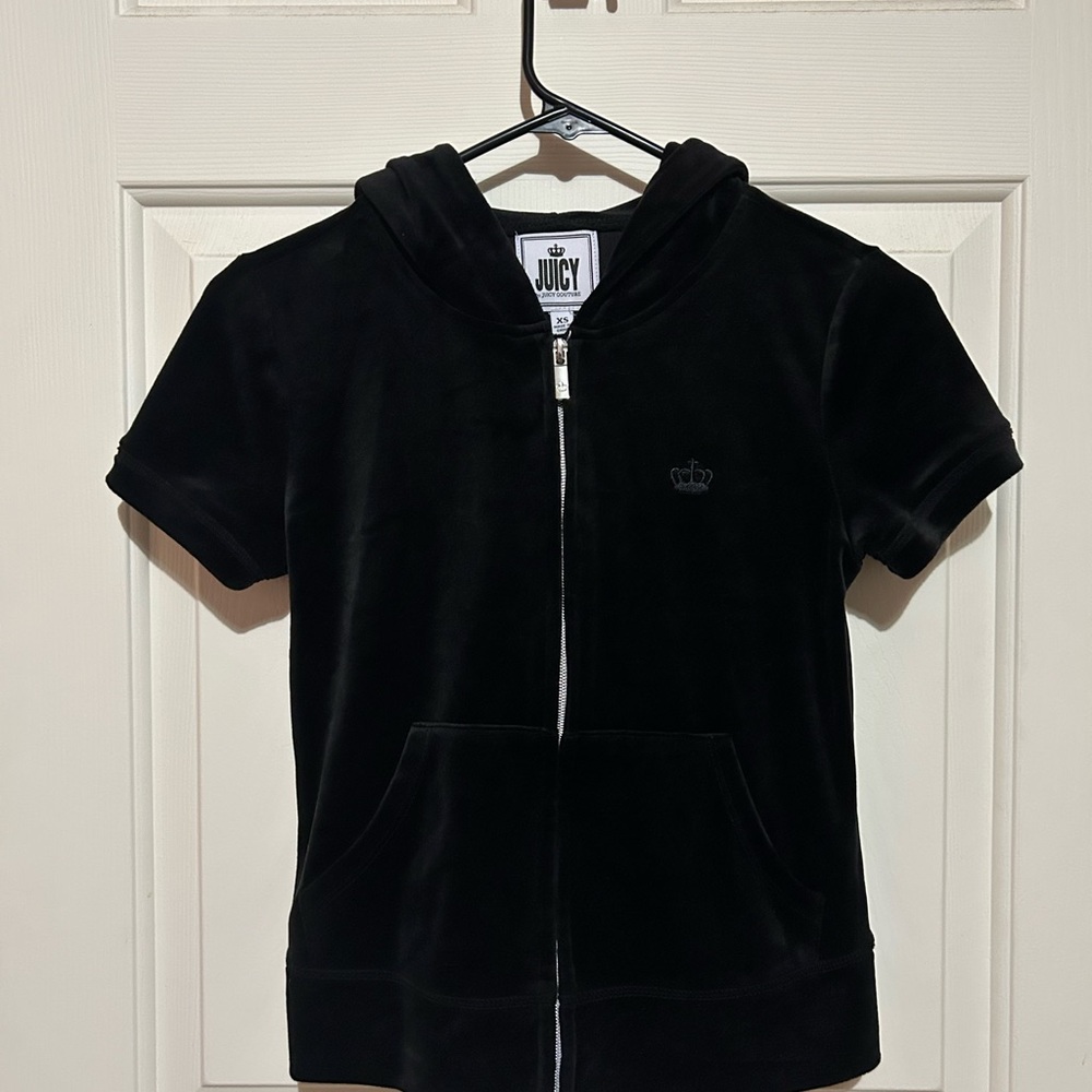 Juicy Couture Black Velour Hoodie Sweatshirt